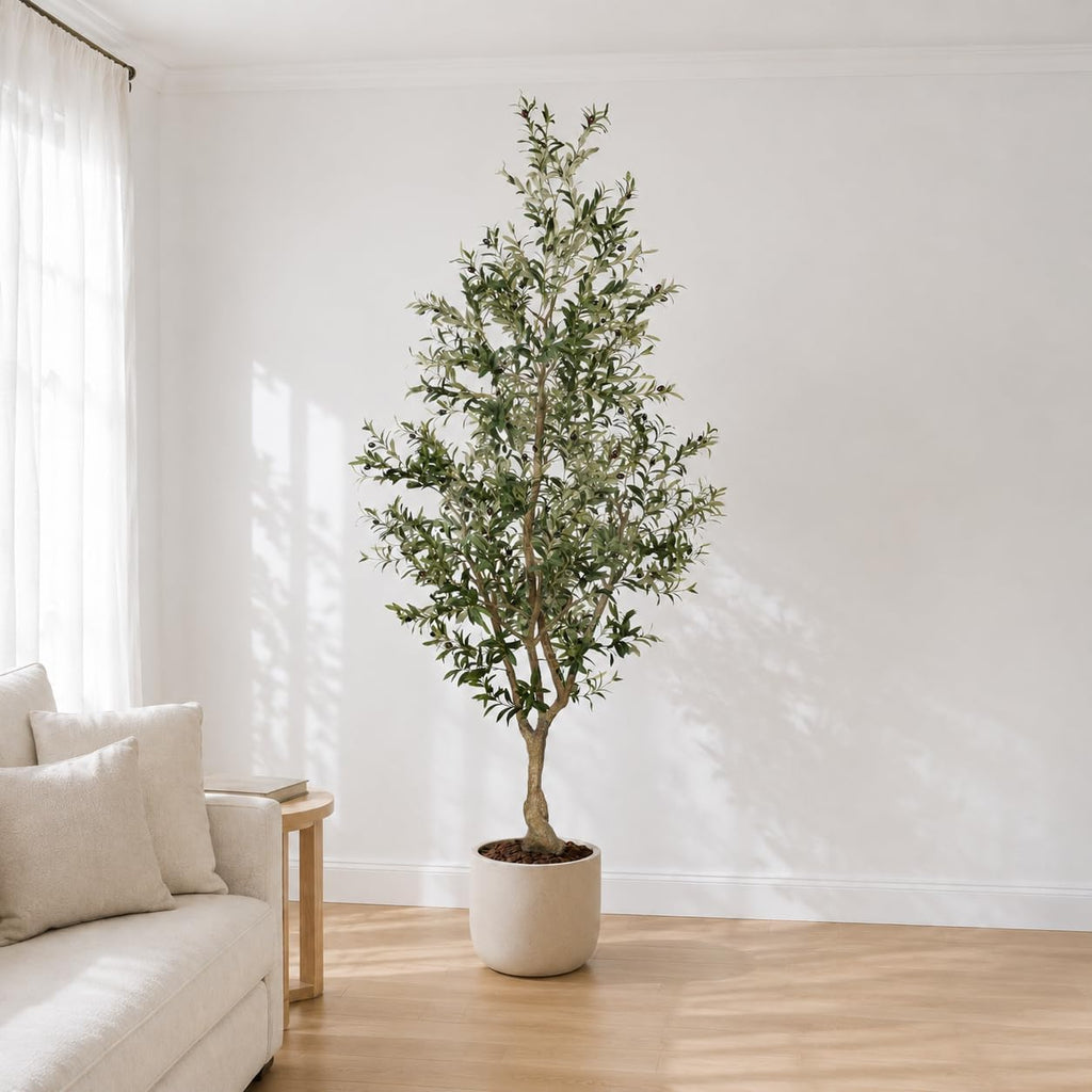 8FT Olive Trees Artificial Indoor - Thick Trunk & Lifelike Fruits