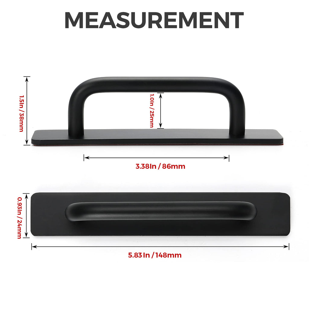 Adhesive Cabinet Handles Stick on Pulls, Black 2 Pack