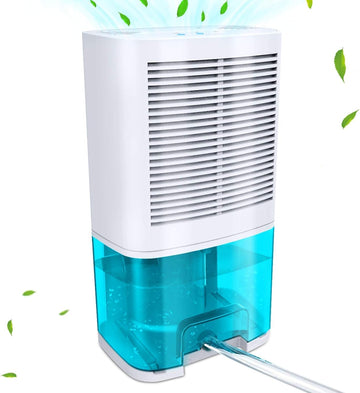 Dehumidifier 68oz(2000ml) Small Dehumidifier with Drain Hose for Up to 650 sq.ft Ultra Quiet Mini Portable Air for