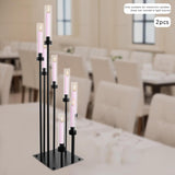 8-Arms Black Floor Candle Holder, Set of 2 Modern Candelabra with Acrylic Shades for Table Centerpiece, Home Decor