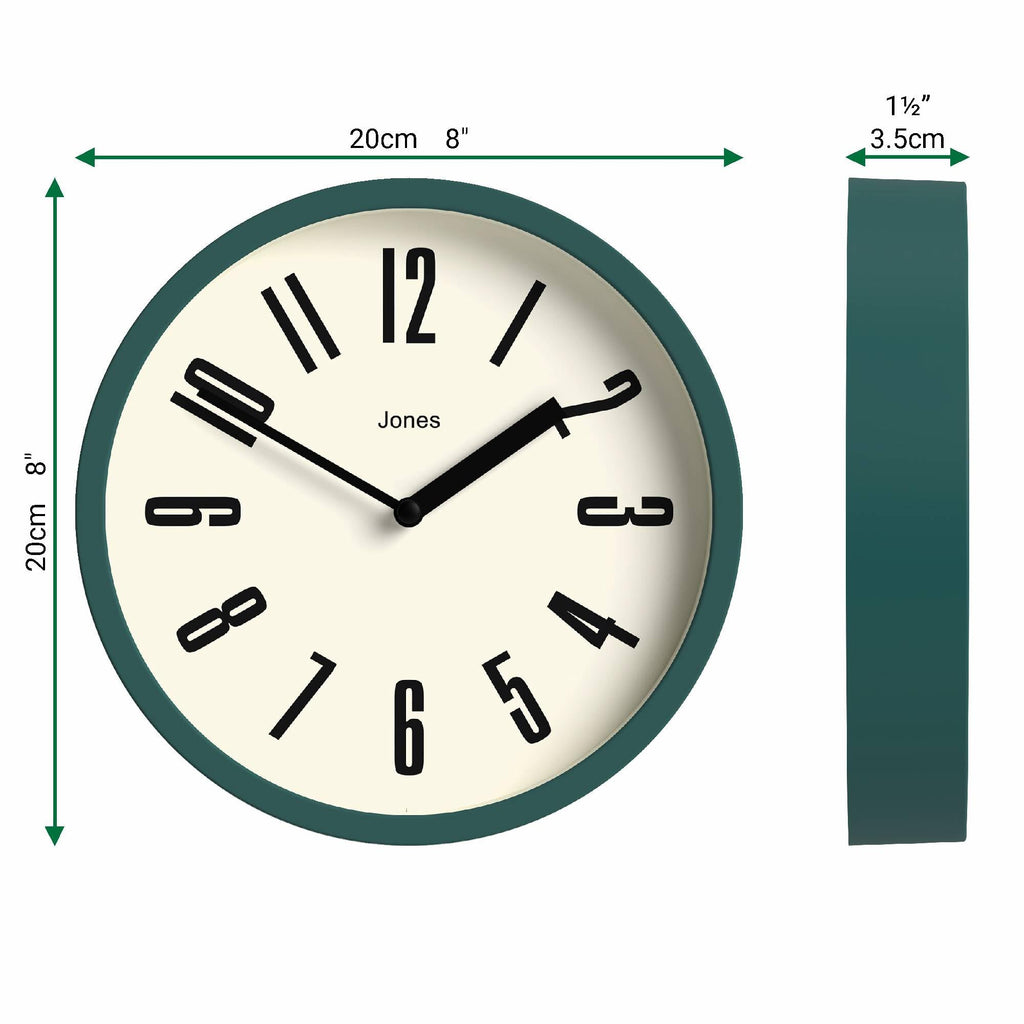 Hot Tub wall Clock | Small Retro Round Clock | 8" | Green