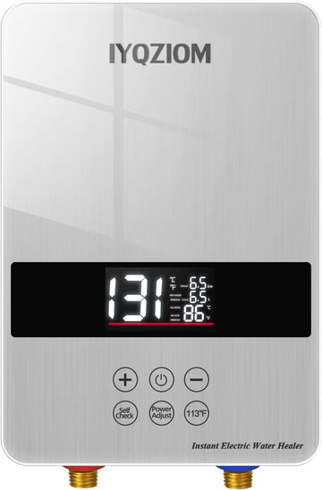 Tankless Water Heater 6.5KW 240V, Instant Electric Water Heater Self Modulating Technology, Overheating Protection