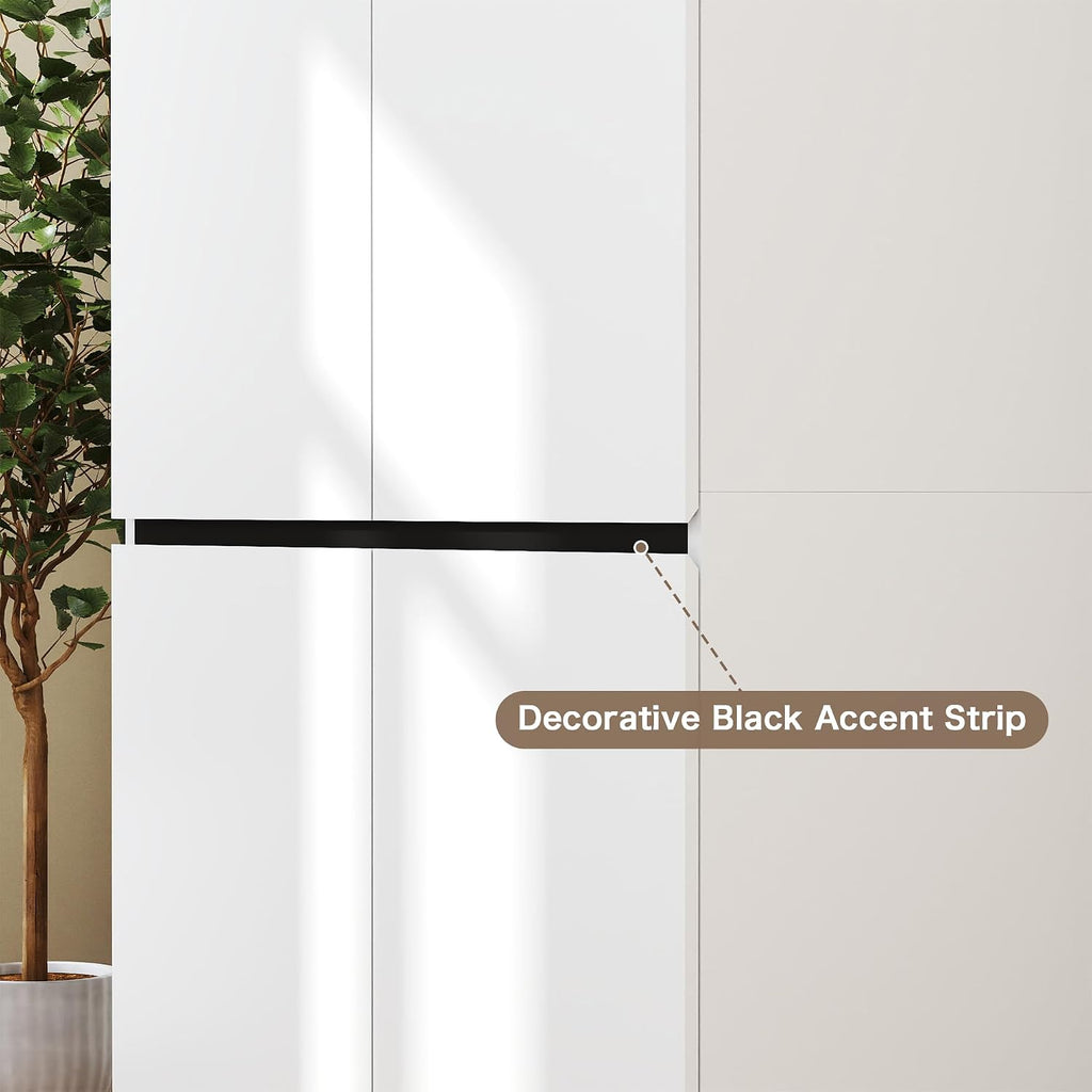 White Armoire Wardrobe Closet: 74" Large Wardrobe Closet with 2 Doors, Wood Closets Cabinet for Hanging Clothes