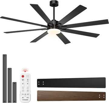 72 inch Ceiling Fans with Lights, Flush Mount Large Ceiling Fan with Remote Outdoor Indoor, Patios