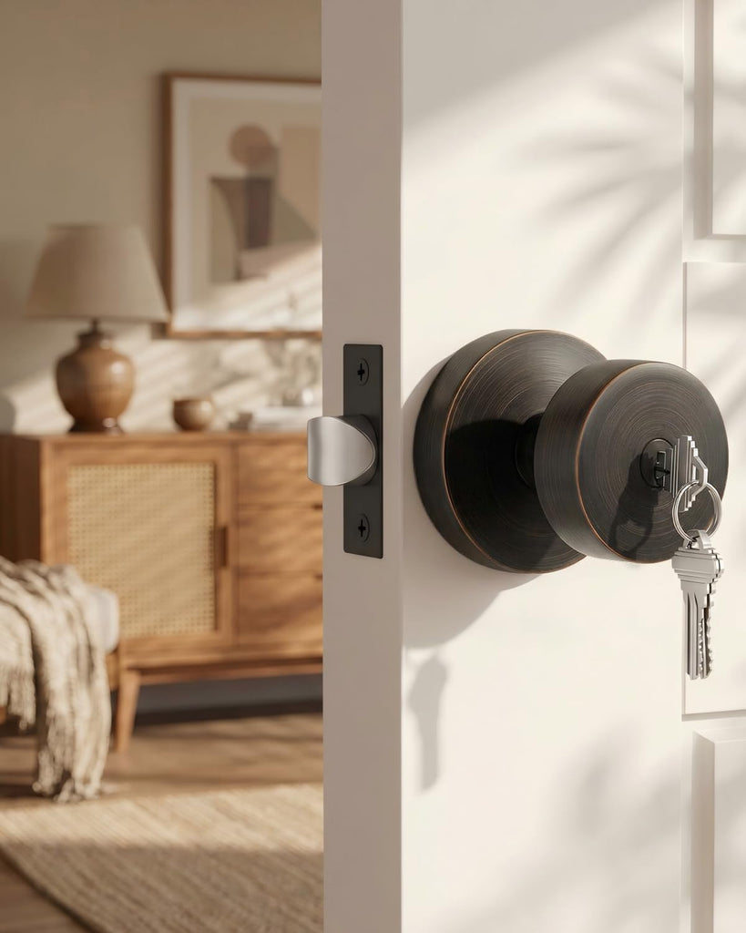 Keyed Alike Entry Oil Rubbed Bronze Exterior Door Knobs 2 Pack