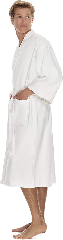 Terry Men's Terry Cloth Bathrobe, 100% Cotton White Hotel Spa Robe | Plush, absorbent towel robe