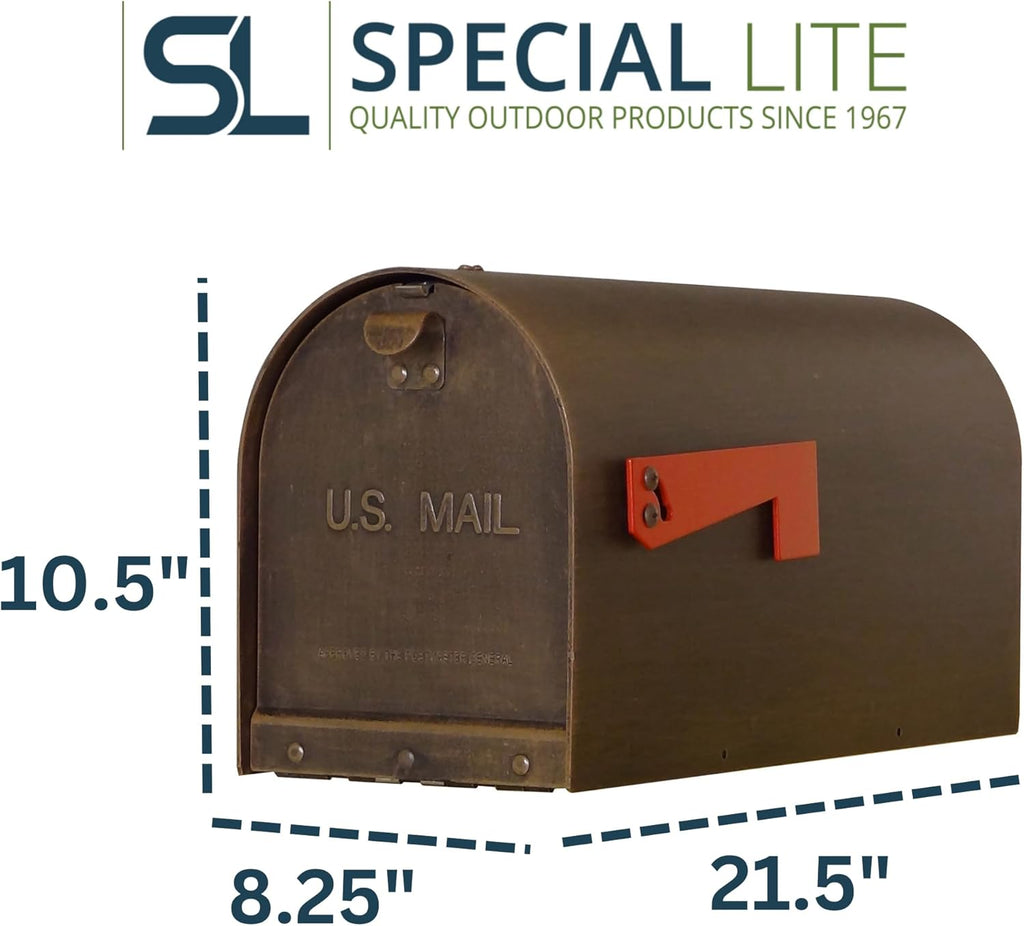 Titan Aluminum Curbside Mailbox - Copper Aluminum Mailbox for Post Mount