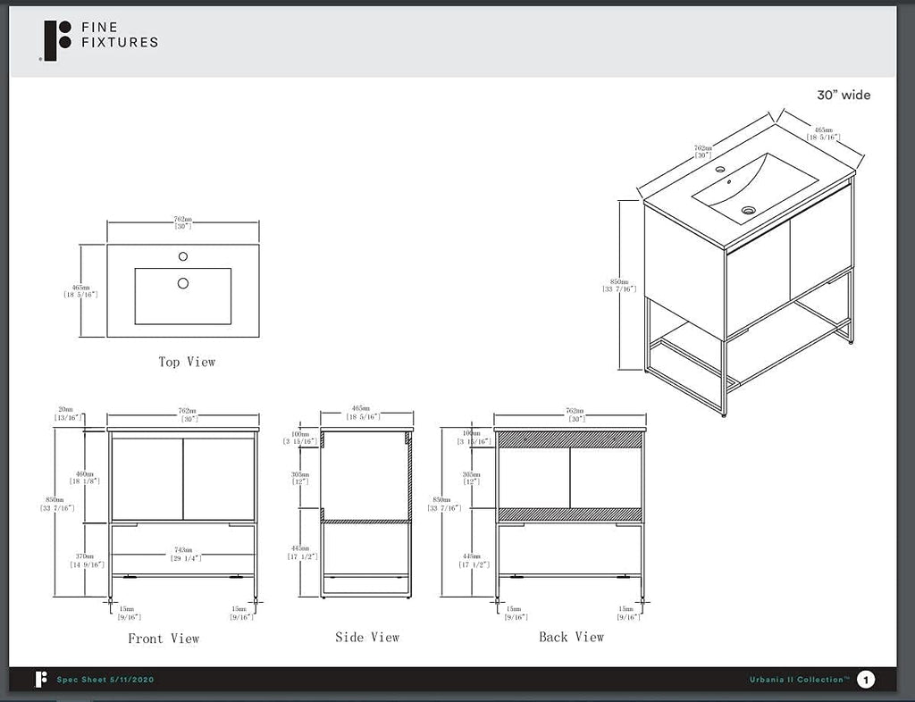 Fine Fixtures 30 Inch Bathroom Vanity with Sink