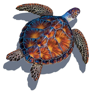 Sea Turtle Porcelain Swimming Pool Mosaic (11" x 11" with Shadow, Brown)