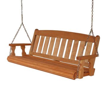 Heavy Duty 800 Lb Mission Treated Porch Swing with Hanging Chains (4 Foot, Cedar Stain)