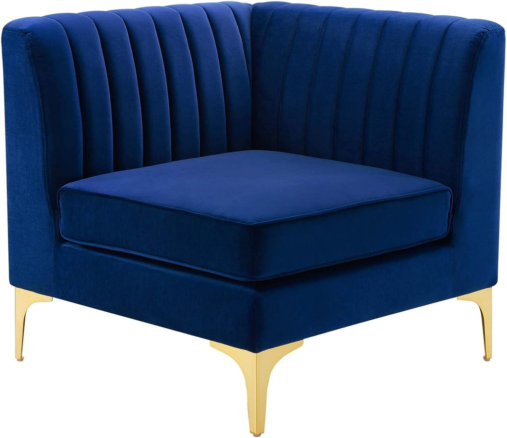 EEI-4346-NAV Triumph Channel Tufted Performance Velvet Loveseat, Navy