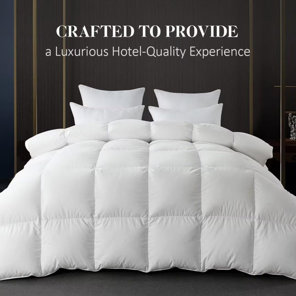Feather Down Fiber Comforter King, All Season White Down Feather Duvet Insert
