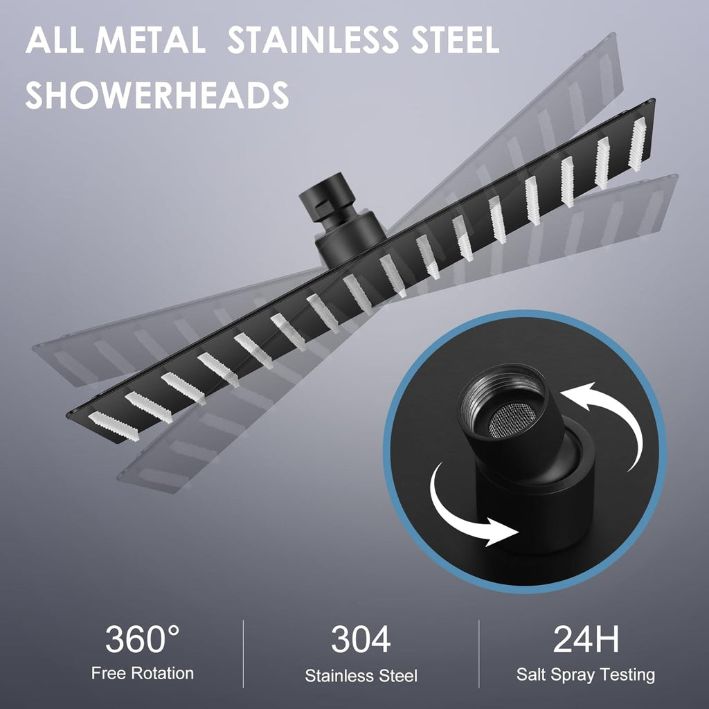16 inch Matte Black Large Rain Shower Head
