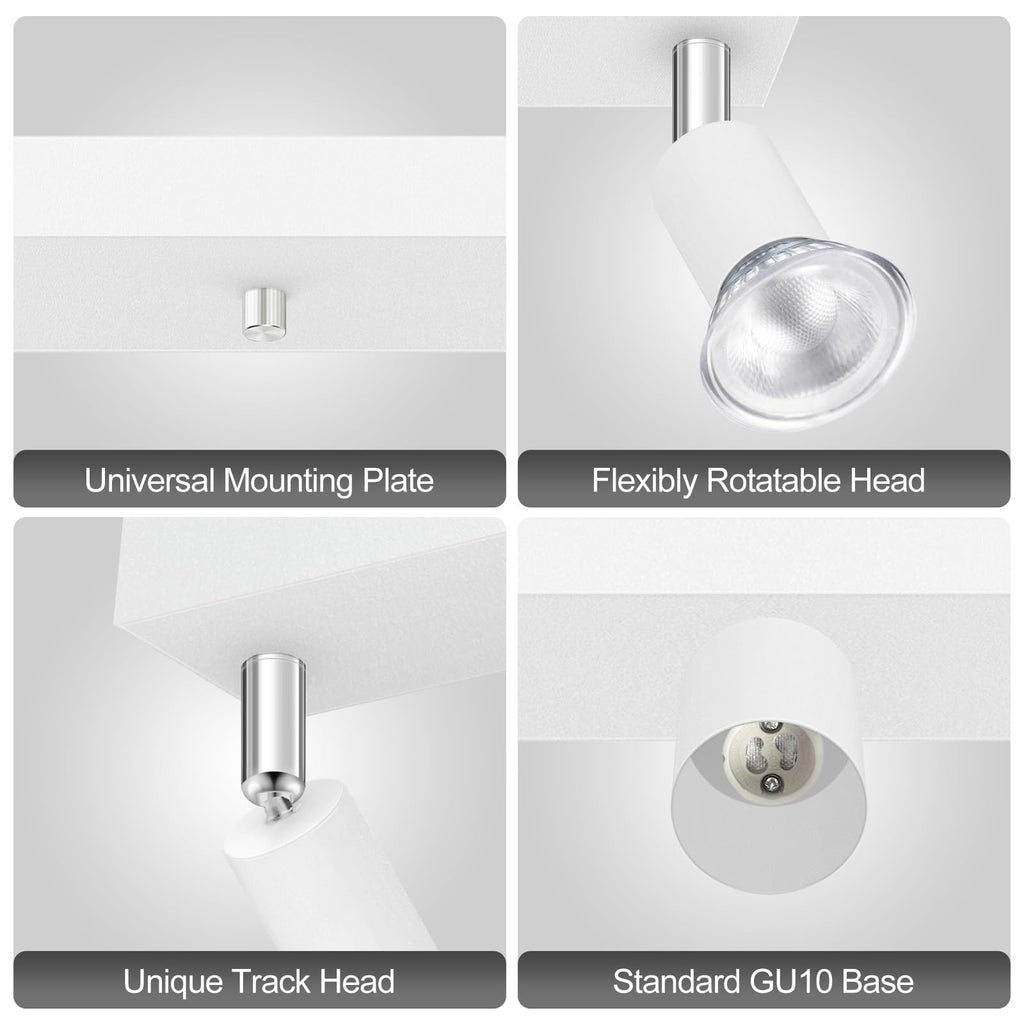 Plug in Track Light, White, 23", 4 Way GU10 Track Ceiling Lighting