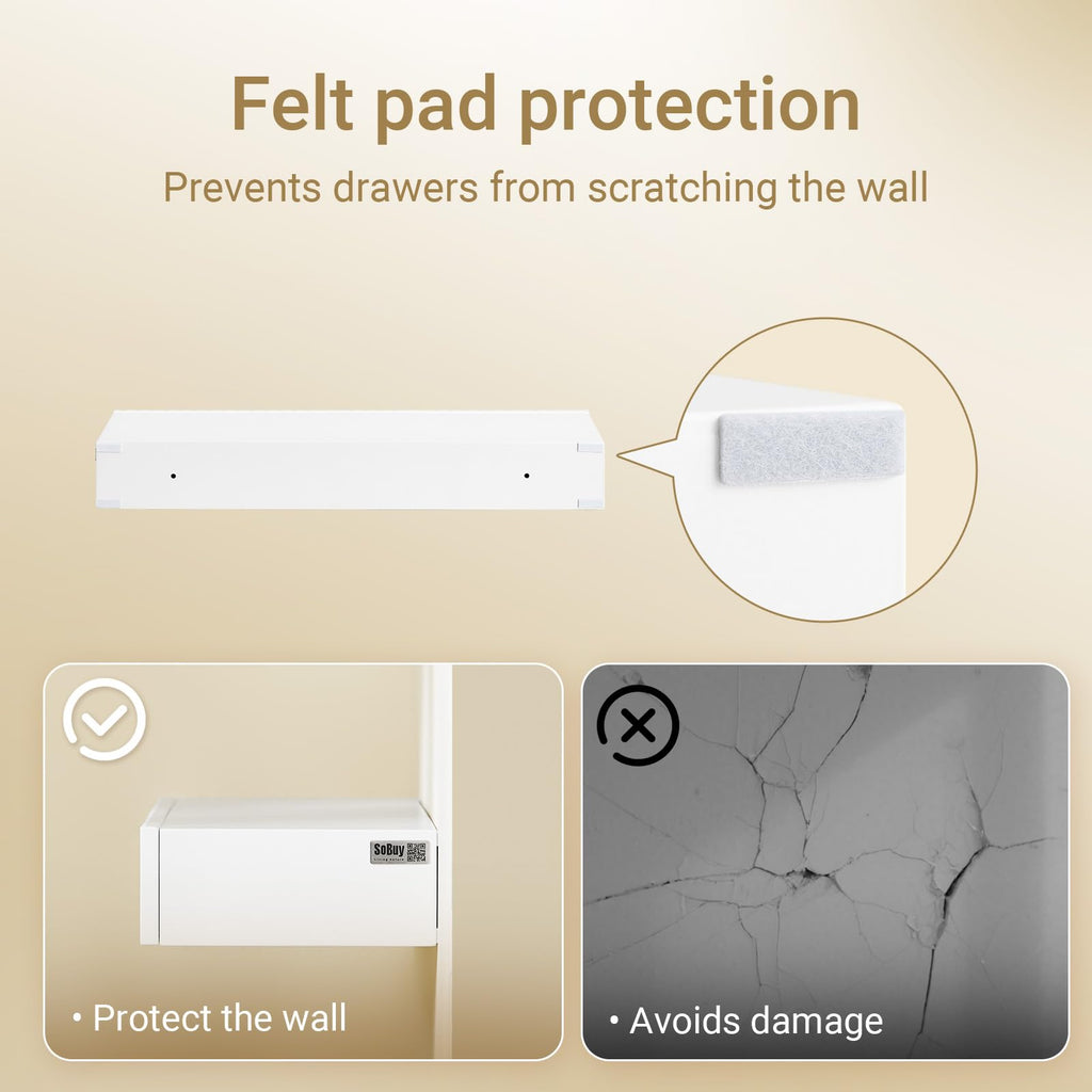 Floating Wall Shelf with Drawer & LED Light