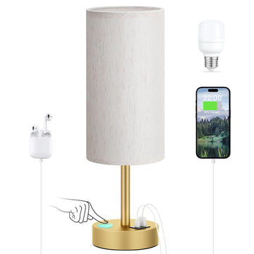Bedside Table Lamp - 3-Way Dimmable Touch Lamp, USB A+C