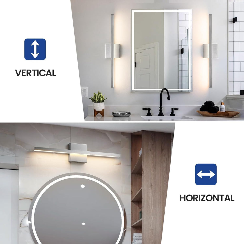 Brushed Nickel Vanity Light - 23.6inch Bathroom Vanity Light Fixture Dimmable 5CCT Modern Bathrooms Sconce 18W LED