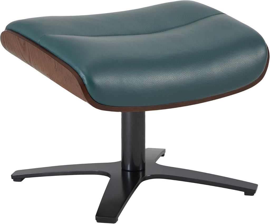 Modern Reclining Swivel Lounge Chair and Ottoman — Genuine Leather