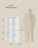 Bookshelf, Bookcase, Cube Shelf with 8 Compartments, 9.4 x 25.8 x 51 Inches, Storage Shelf