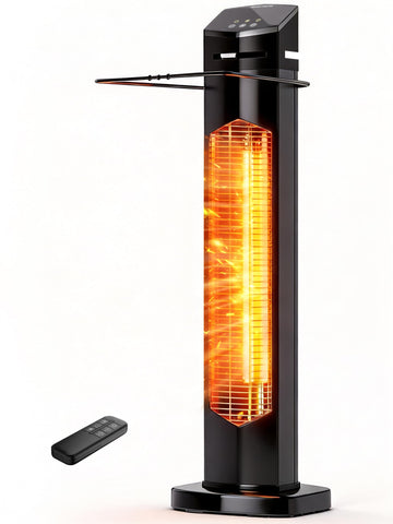 Outdoor Heaters, 1500W Electric Infrared Heater with Remote, IP65 Waterproof, 12H Timer, Tip-Over&Overheat