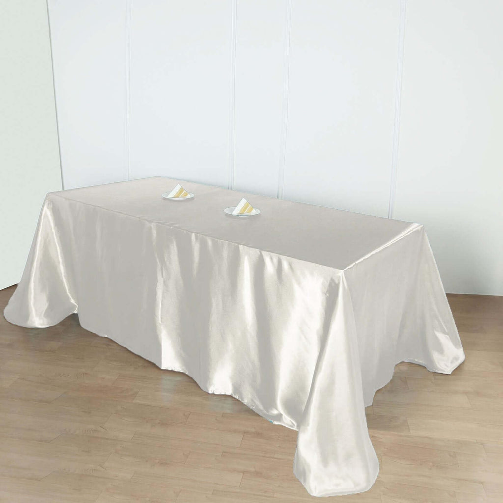 Rectangle Satin Tablecloth, 90"x156" Smooth Oblong Washable Table Cloth, Decorative Silky Fabric Table Cover for
