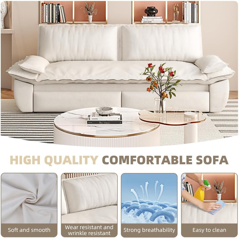 3-in-1 Convertible Sofa Bed Queen Size Pull Out Sleeper Sofa with Heavy Duty Metal Frame, Luxurious Velvet