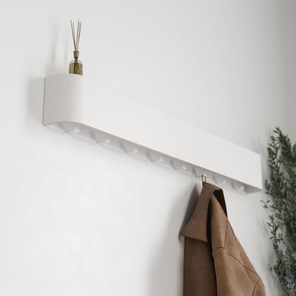 Wall-Mounted Coat Rack 'Toke' - Modern Design Coat Rack with Hidden Wall Hooks - Solid Wood Veneer Panel Coat Hanger