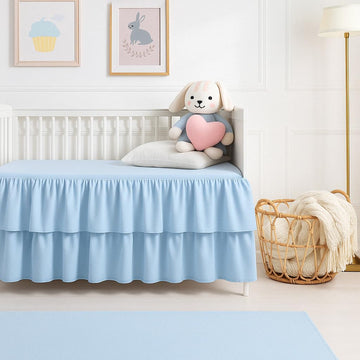 Crib Skirt Multi Ruffle, Dust Ruffle Adjustable Fit Standard Crib Nursery Mini Crib Toddler Breathable Skirt for Baby