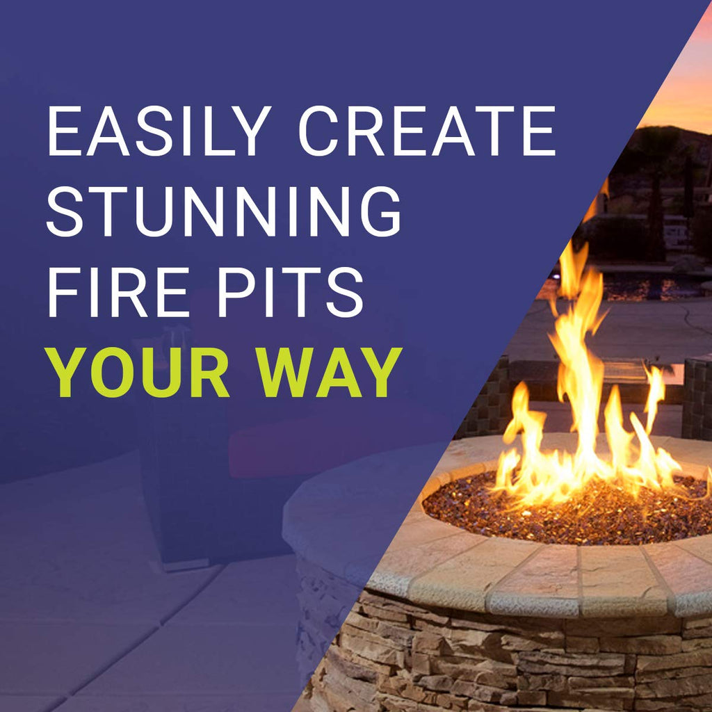 Fireglass Stainless Steel Square Drop-In Fire Pit Pan with Spark Ignition Kit - High-Capacity Natural Gas - Complete