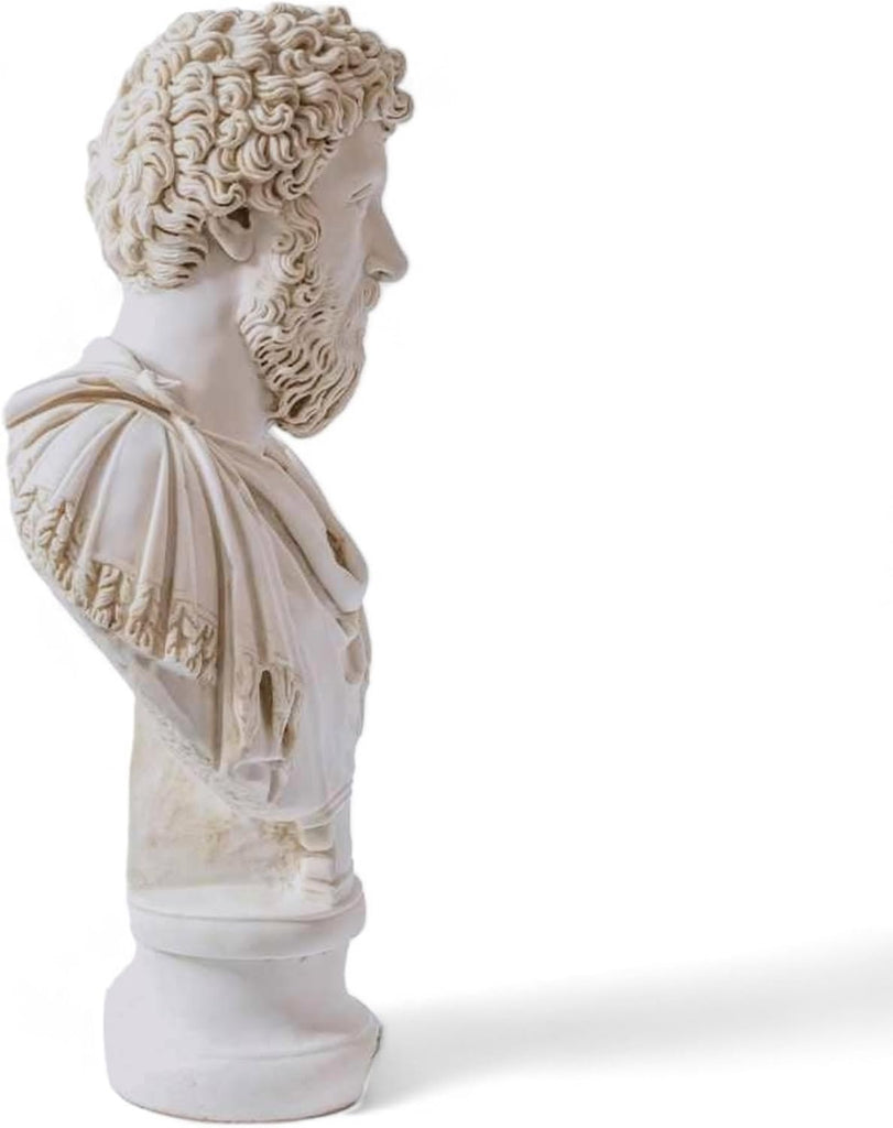 Marcus Aurelius Bust - Elegant Marble Statue Decor and Philosophy Book Collections | Inspirational for Stoicism and