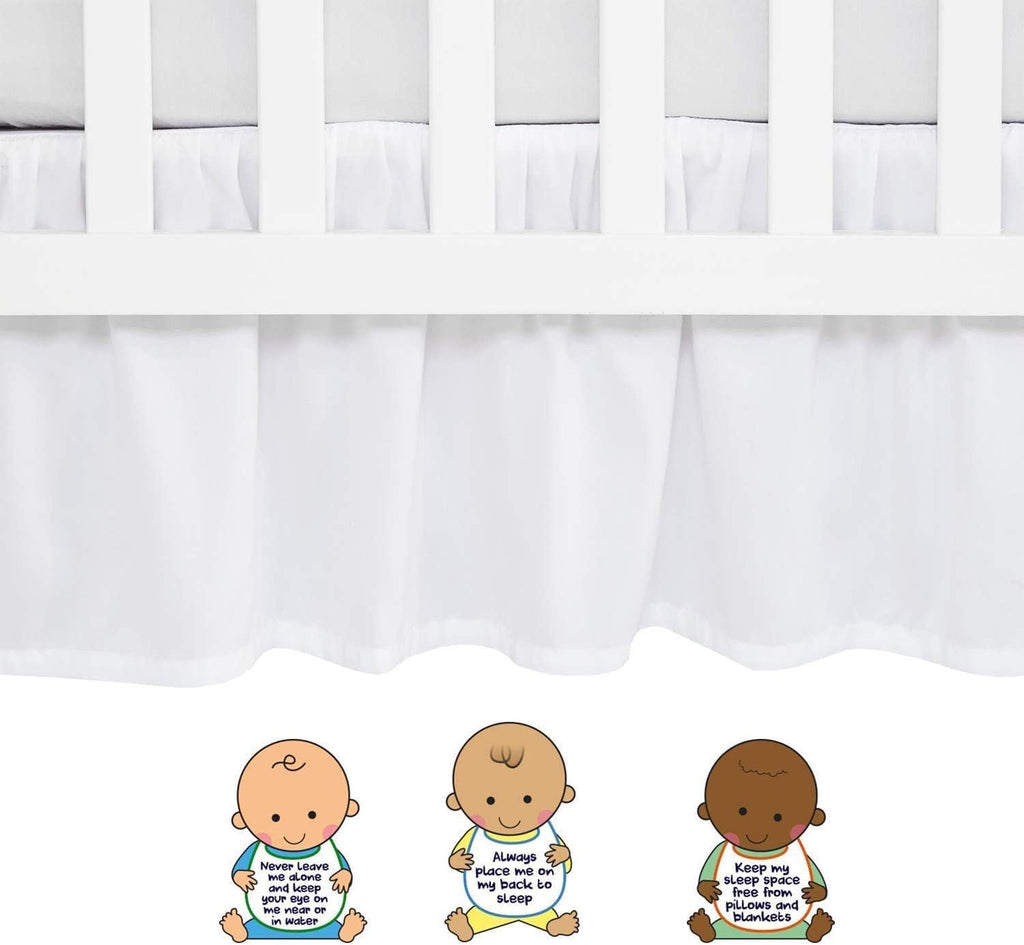 Dust Ruffle Crib Skirt, 100% Egyptian Cotton 800 Thread Count, Crib Size (28" x 52"+16") Inch Drop Toddler Bed Skirt