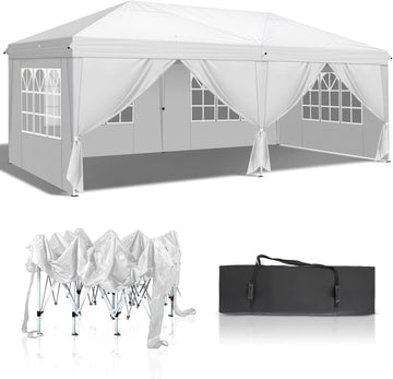 10x20 ft Pop Up Canopy Tent with 6 Sidewalls with Carry Bag, Outdoor Gazebo Shelter
