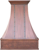 36 Inch Copper Island Mount Range Hood 610 CFM LED Lights Dishwasher-Safe Baffle Filters