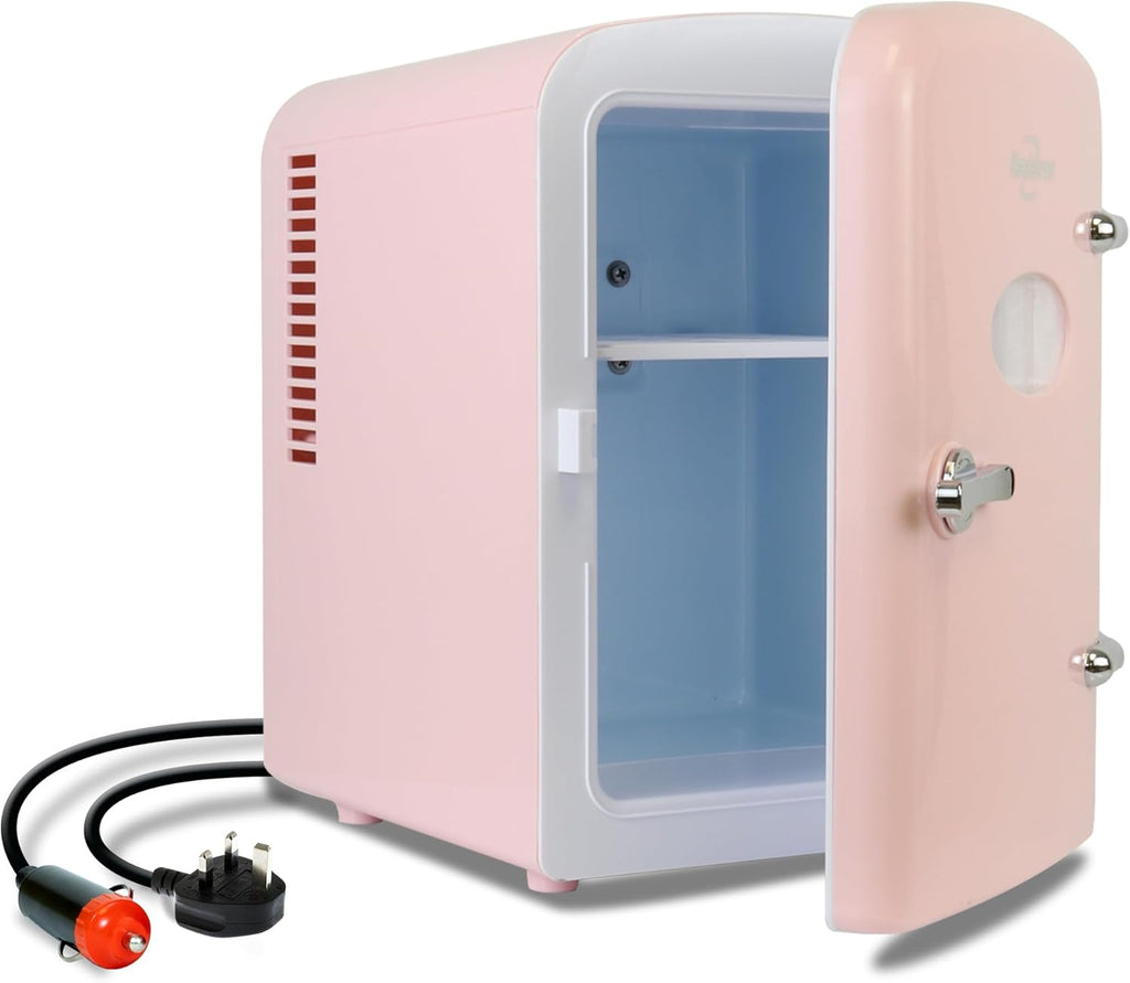 Mini Fridge - 6 Can Refrigerator for Bedroom Office, Portable Table Top Beverage Cooler, 12V 110V Refrigerador For