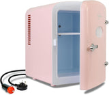 Mini Fridge - 6 Can Refrigerator for Bedroom Office, Portable Table Top Beverage Cooler, 12V 110V Refrigerador For