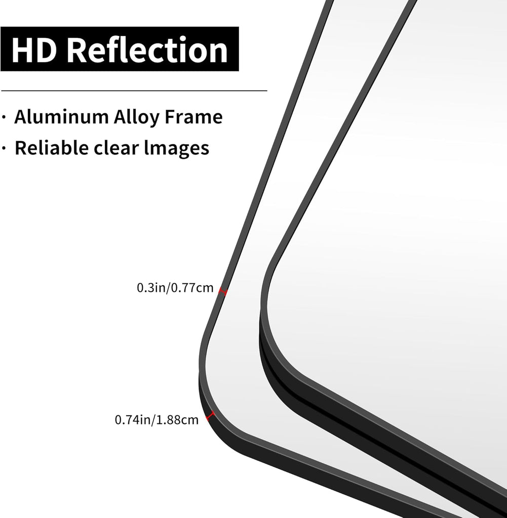 Black Bathroom Mirror, 66x30 inch Aluminum Metal Frame Rectangular Vanity Mirror, Large Wall Mounted Rectangle Mirrors
