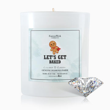 Let's Get Baked Gingerbread Cookie Surprise Candle with Real GIA Diamond Inside - Scented Soy Candles Gifts for
