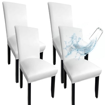 Leather Chair Covers for Dining Chairs Set of 4, Super Stretch Waterproof Kitchen Chair Covers Thickened Washable