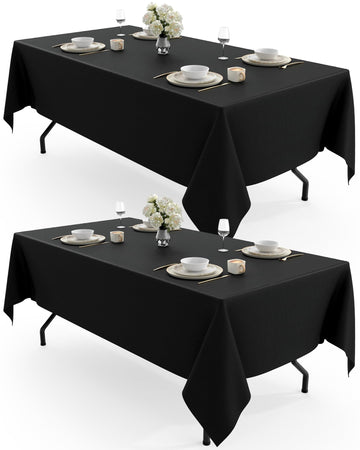 Polyester Tablecloth 60" x 102" Reusable Washable 2 Pack Black