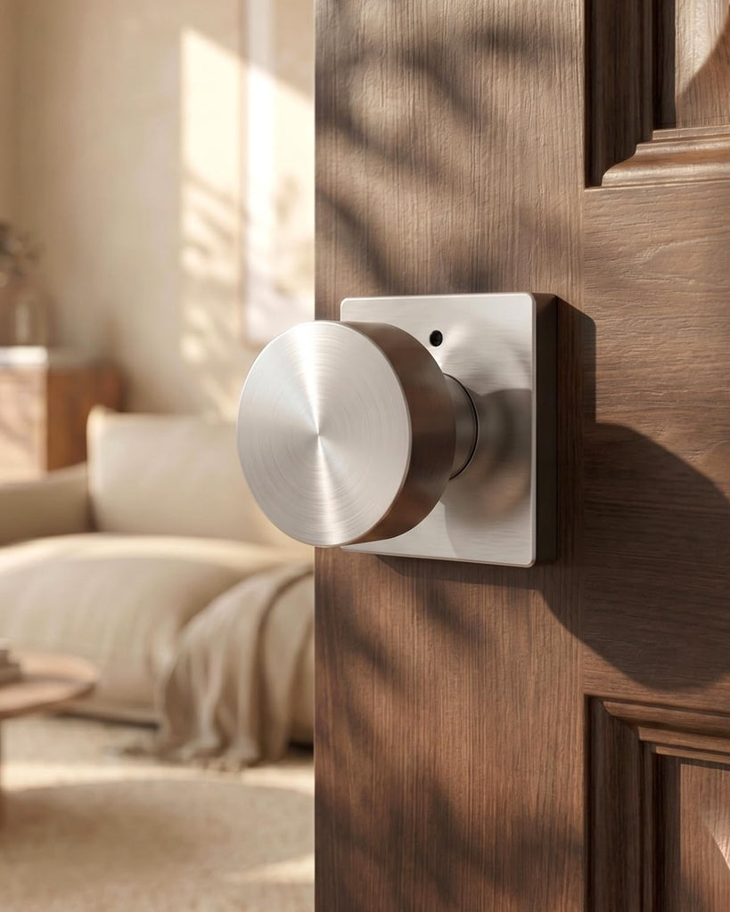 Brushed Nickel Privacy Door Knobs Interior Zinc Alloy,6 Pack