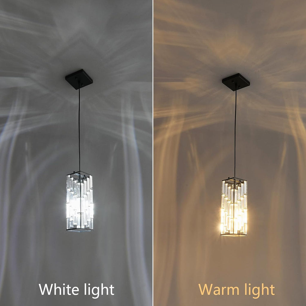Black Pendant Lighting Modern Pendant Light, Mini Crystal Chandeliers,Adjustable Pendant Light Fixture for Kitchen