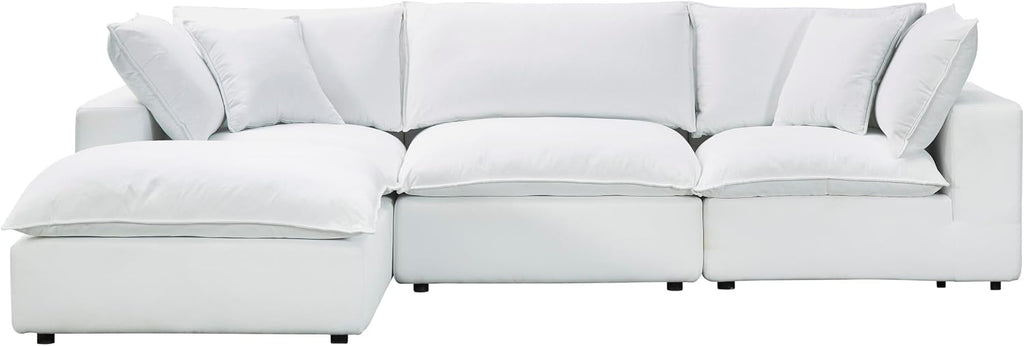 Cali Pearl Modular White Upholstered 4 Piece Sectional