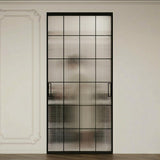 40" x 87" Fluted Glass Barn Door, Concealed Sliding Barn Door with Soft Close, Waterproof Modern Sli