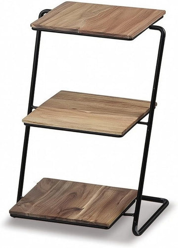 Three Tier Dessert Stand Tiered Serving Stand Cake Stand Display Rack With Sturdy Iron And Wood Shelves compact