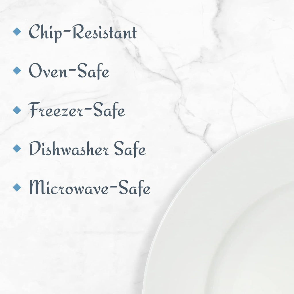 Delray 40-Piece Bone China Dinnerware Set, White Round Dishes for 8