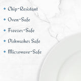 Delray 40-Piece Bone China Dinnerware Set, White Round Dishes for 8