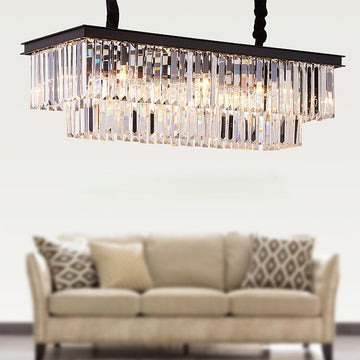 Inspired Odeon Style Rectangular Crystal Linear Chandelier L39.4" W10.2"