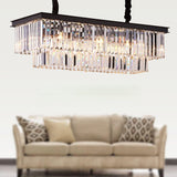 Rectangle Modern Crystal Chandeliers Lighting Pendant Ceiling Lights Fixture Lamp for Dining Living Room L39.4 W10.2 A107-B07CWMH6YJ