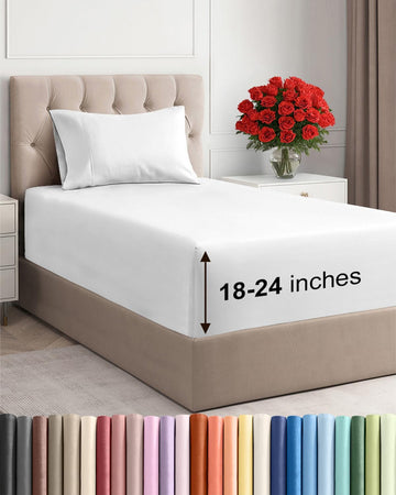 Extra Deep King Sheet Set - 4 Piece Breathable & Cooling Bed Sheets - White