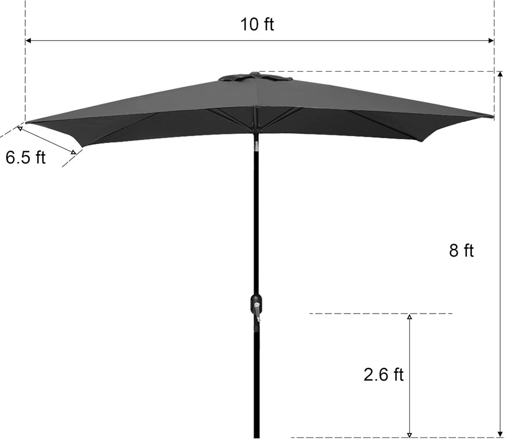 Rectangular Patio Umbrella, Table Market Umbrella with Tilt and Crank, Outdoor Umbrella Pool and Beach - Navy Blue